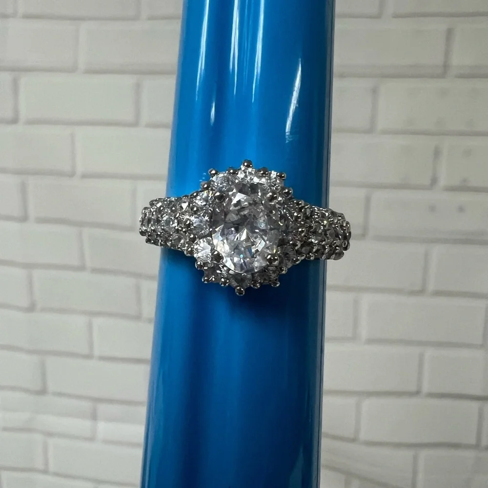 Sterling Silver Ring With Clean Stone .925 Signed NC Women Size 10 Oval - Picture 5 of 16